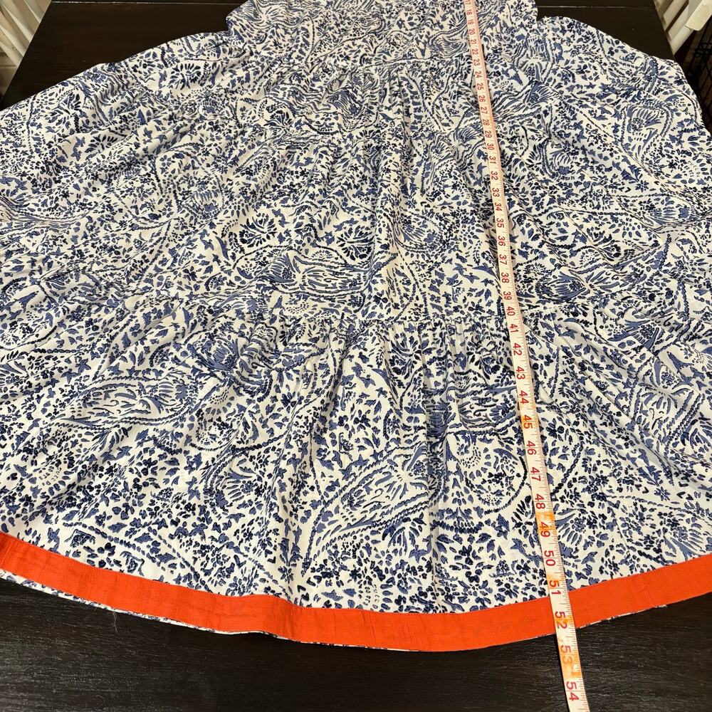 THML Vacay Blue and White Paisley Floral Tie-Shoulder Flowy Maxi Dress- Sz S - Picture 6 of 6